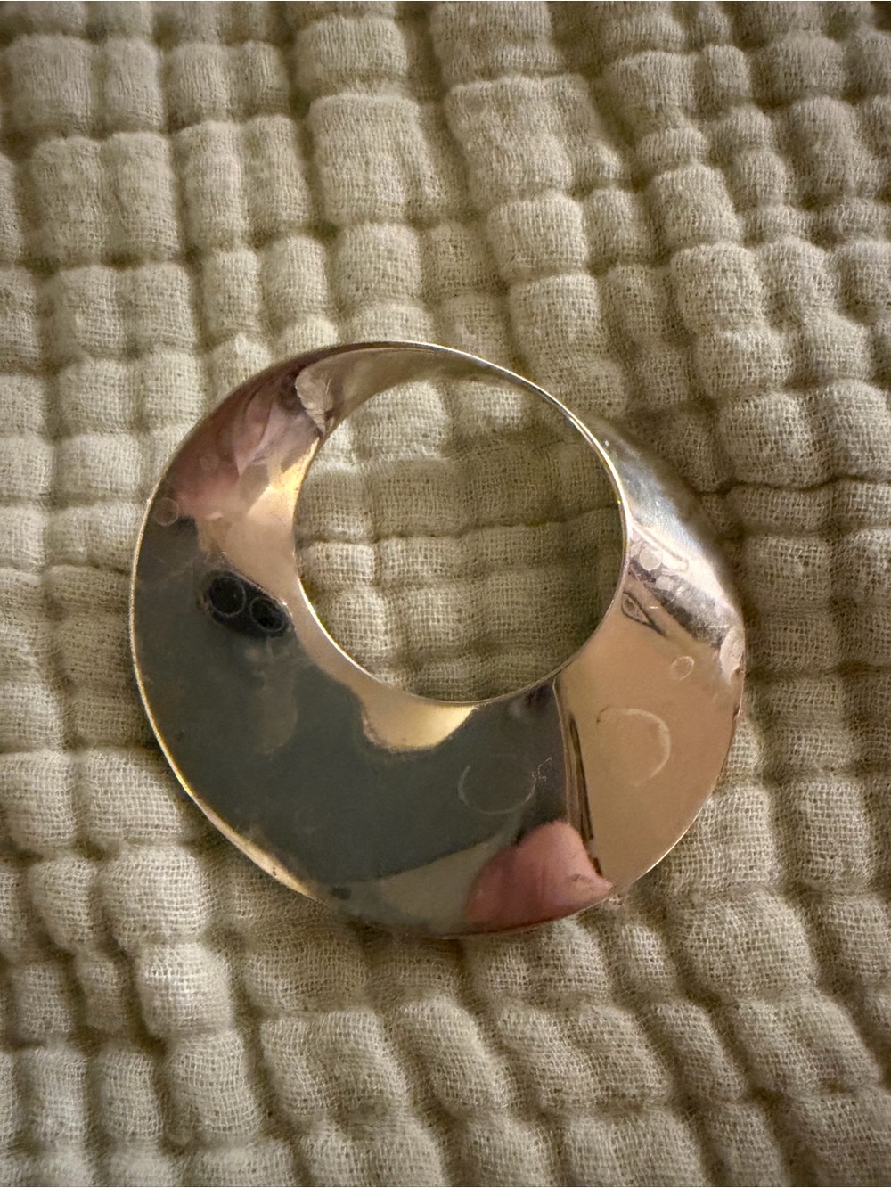 Polished Silver Crescent Brooch - Women Jewelry